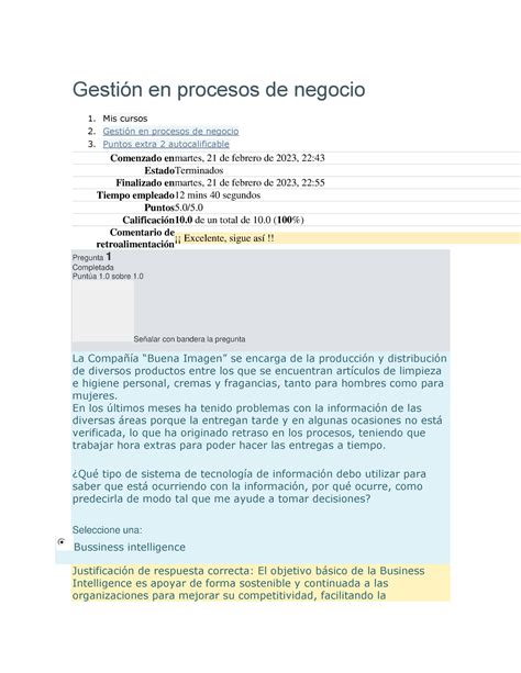 Autocalificable 2 Gpn Gestión En Procesos De Negocio 1 Mis Cursos 2 Gestión En Procesos De