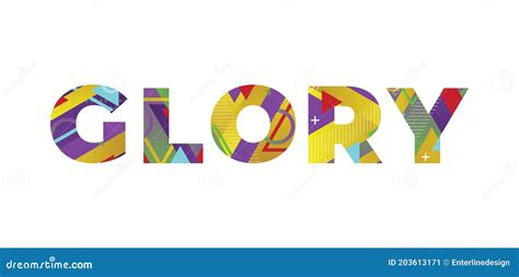 Glory Concept Retro Colorful Word Art Illustration Stock Vector