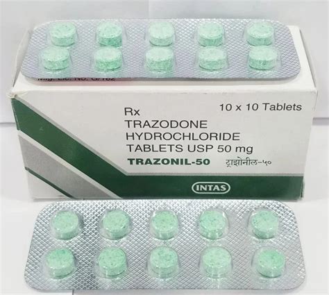 TRAZONIL 100MG TABLET Trazodone Hydrochloride Tablets 10 X 10 At Rs