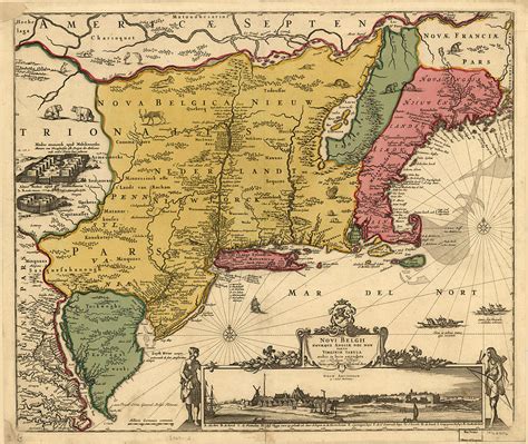 Vintage Map Of New England 1685 Drawing By Cartographyassociates