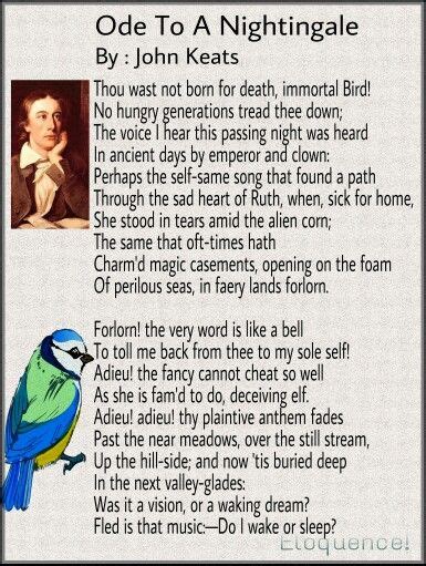 Ode To A Nightingale By John Keats Nursery Rhymes Poems Poems By