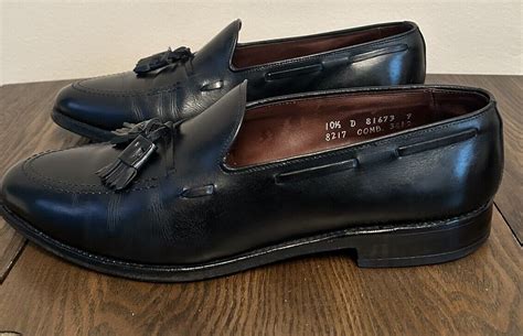 Allen Edmonds Grayson Men Size 10 5D Black Leather Tassel Loafer Shoes