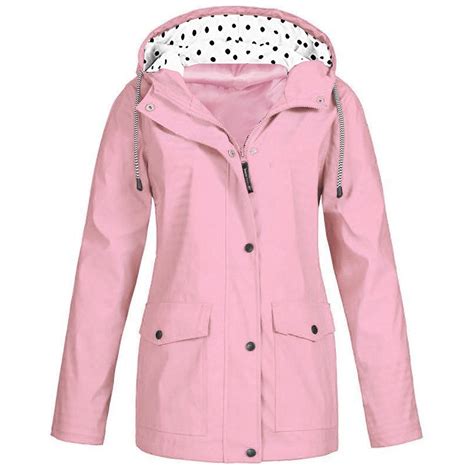 Plus Size Womens Raincoats With Hood Waterproof Lightweight Outdoor