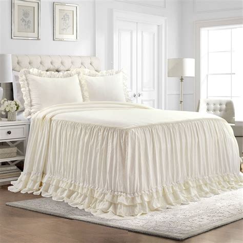 Ella Shabby Chic Ruffle Lace 3 Piece Bedspread Set Lush Decor