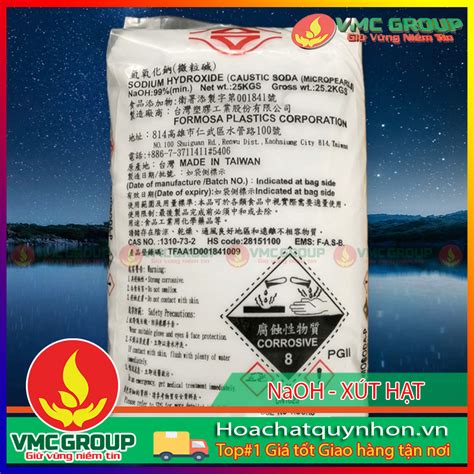 SODIUM HYDROXIDE XÚT HẠT NaOH 99 HCQN HÓA CHẤT QUY NHƠN HÓA