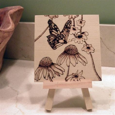 Pyrography Flowers And Butterfly Wood Burning Crafts Wood Burning