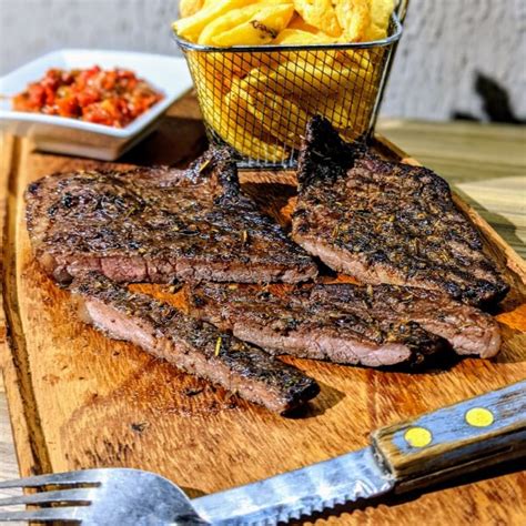 T Bone Steak With Chips And Salad Red Skillet