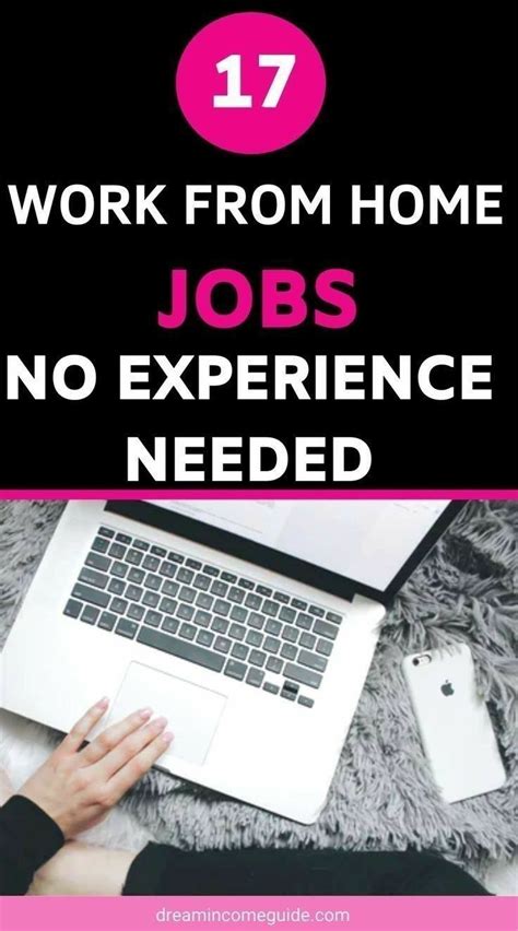 A Woman Working On Her Laptop With The Words Work From Home Jobs No