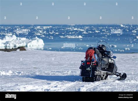 Snow Mobile In The Snow Stock Photo Alamy