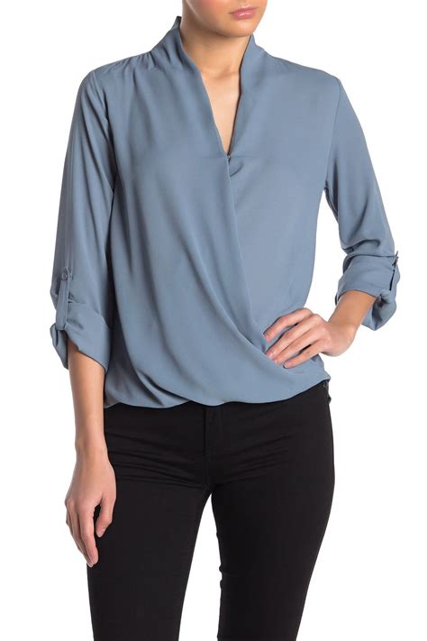 Pleione Solid Surplice High Low Blouse Nordstromrack High Low