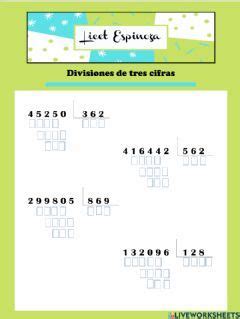 División por una cifra 3 interactive worksheet Enseñar división