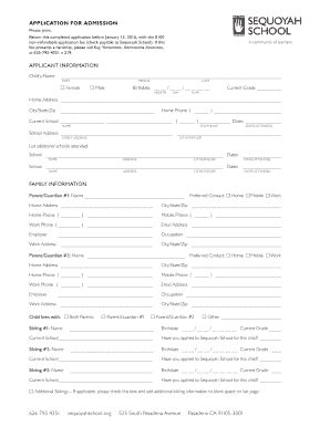 Fillable Online K8 Sequoyahschool 2016 2017 Admissions Application A