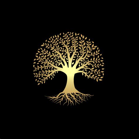 Vibrant tree logo design, tree vector .gold color Tree of life logo design inspiration 11421404 ...