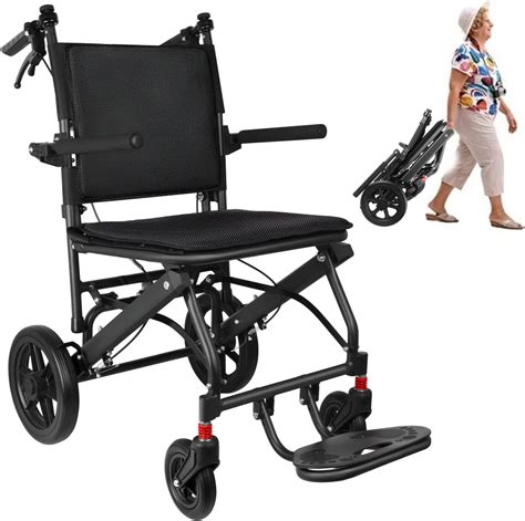 Broobey 2023 New Lightweight Portable Folding Transport Wheelchair Weight Only 19lbs