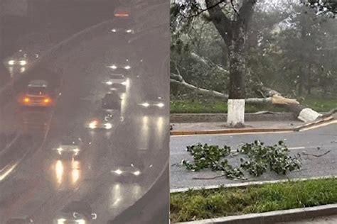 北京突然天黑狂风暴雨 大树也被连根拔起 地铁 大风 阵雨 大纪元