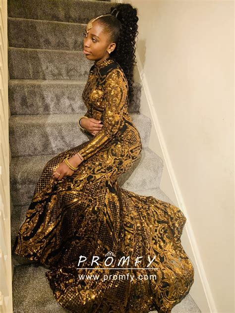 Gold Sequin Prom Dress