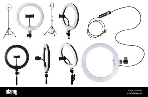 Set Of Ring Lights On White Background Stock Photo Alamy