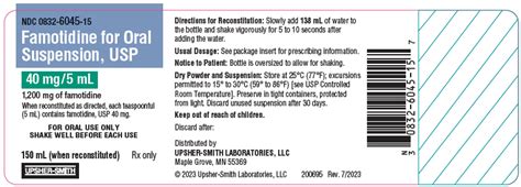 Famotidine Oral Suspension Package Insert Prescribing Info