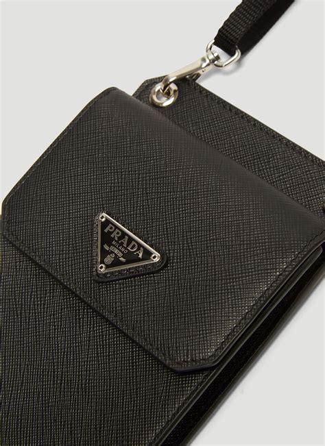 Saffiano Leather Phone Case In Black Prada