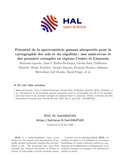 Potentiel De La Spectrom Trie Gamma A Roport E Pour La Cartographie Des