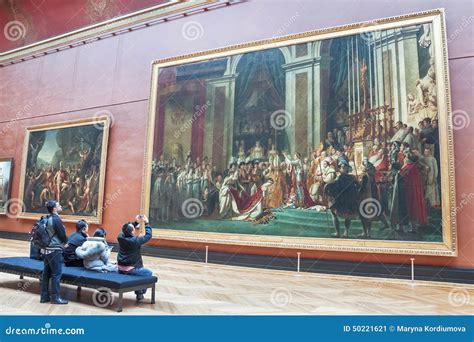 Gente Que Toma La Foto De La Coronación De Napoleon museo Del Louvre