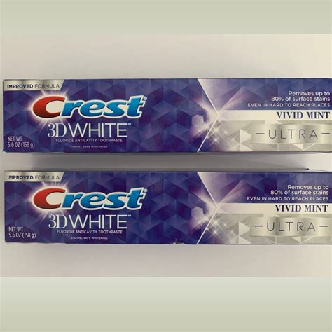 2 Tubes X 5 6oz 158g Crest 3D White Ultra Whitening Toothpaste