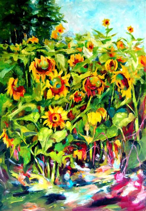 Sunflowers Field Painting By Kovacs Anna Brigitta Saatchi Art