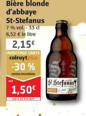 Promo Bi Re Blonde D Abbaye St Stefanus Chez Colruyt Icatalogue Fr