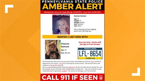 Update Amber Alert Cancelled For 4 Year Old Girl Abducted Out Of Erie County