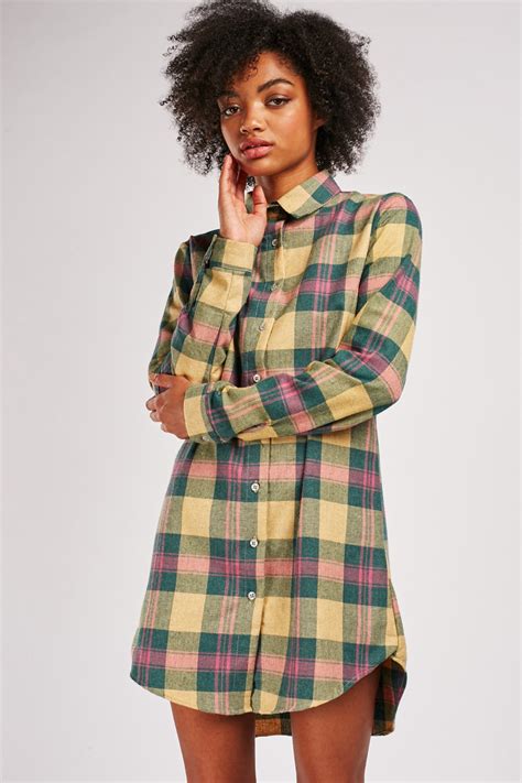 Long Sleeve Plaid Shirt Dress Just 6