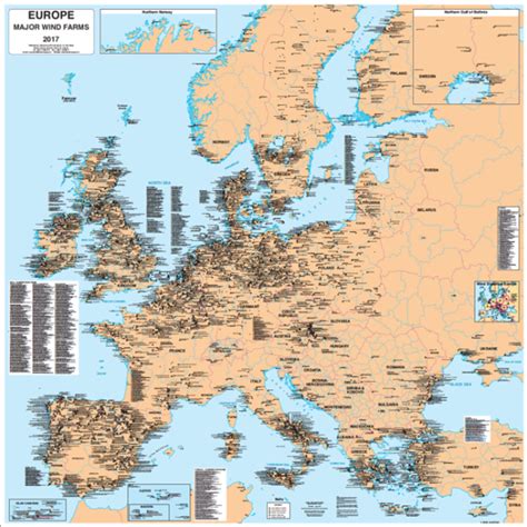 Europe - Major Wind Farms Map - La Tene Maps