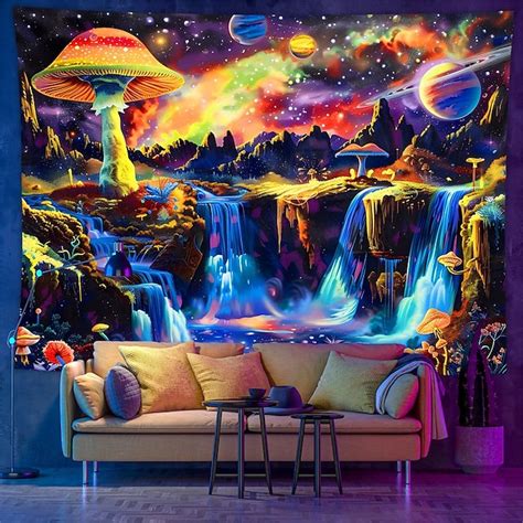 Blacklight Tapestry Uv Reactive Glow In The Dark Glow Party Neon Galaxy