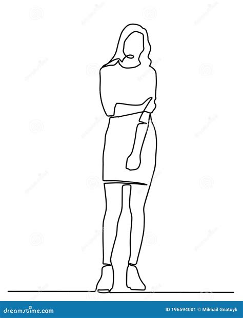 Standing Woman Line Drawing