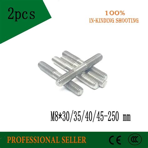 Pcs M Stainless Steel Double End Threaded Screw Headless Double