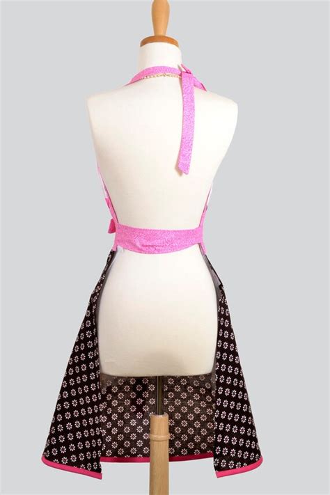 Cute Kitsch Apron Modern Design In Hot Pink And Chocolate