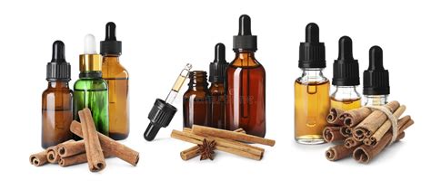 Bottles With Aromatic Extract And Dry Vanilla Beans Stock Photo Image