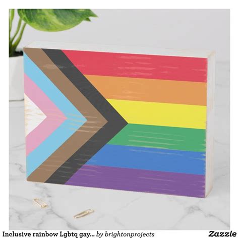 Inclusive Rainbow Lgbtq Gay Diversity Flag Wooden Box Sign Zazzle