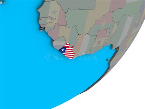 Mapa De Liberia Con La Bandera En El Globo Stock De Ilustraci N