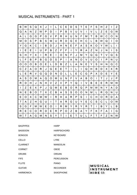 Music Word Search Puzzles