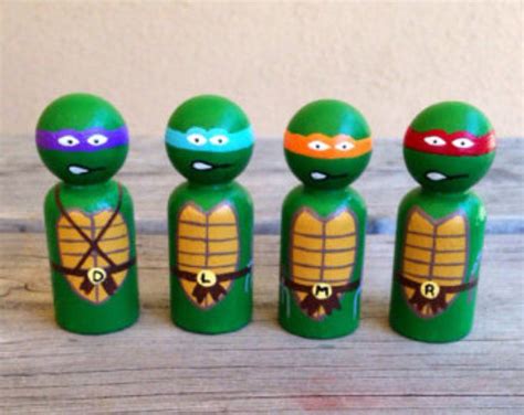 Teenage Mutant Ninja Turtles Peg Dolls Etsy Peg Dolls Wood Peg