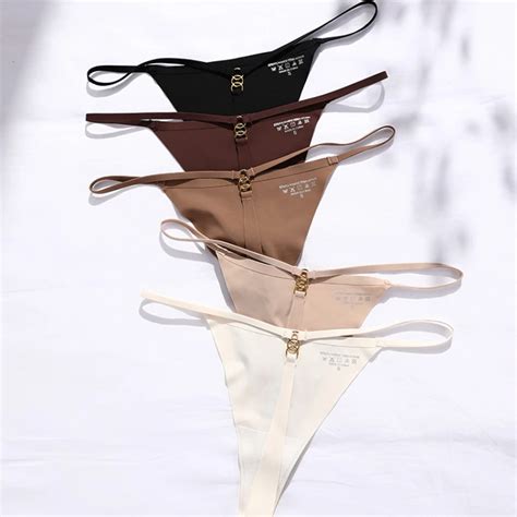 Womens G String Vs Secret Thongs Thin Strap Thong Women Low Waist Panties Metal Button Sexy