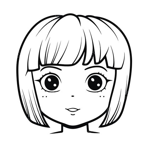 Le Visage Dune Fille Dessin Animé Croquis Contour Dessin Vecteur PNG