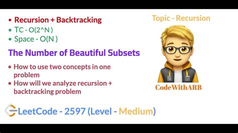 The Number Of Beautiful Subsets Leetcode Recursion Backtracking