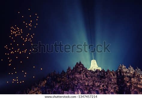 Outstanding View Lanterns Borobudur Temple Magelang Stock Photo