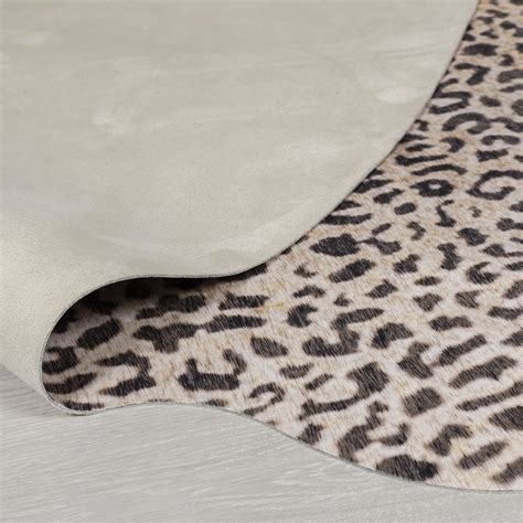 Leopard Print Faux Animal Rug in Brown Natural buy online from the rug ...