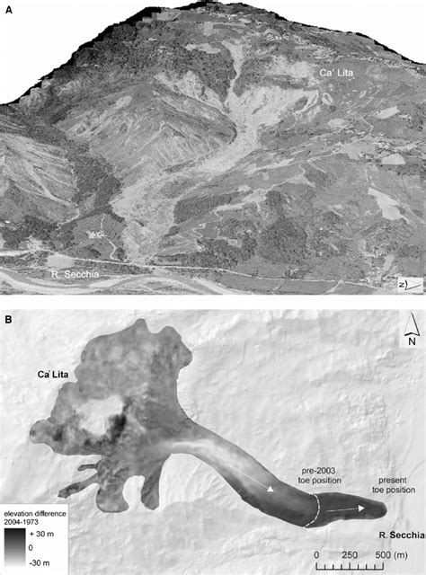 Panoramic 3d View Of The Landslide In Summer 2004 A And Sketch Of