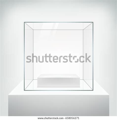 Realistic Glass Square Showcase Vector Empty Stock Vector Royalty Free 658056271