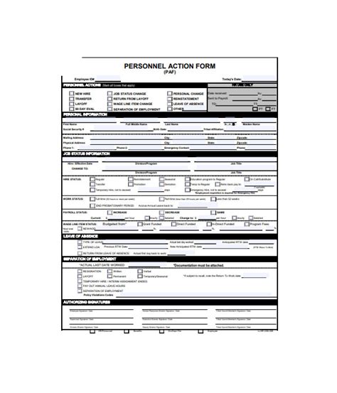 FREE 7 Personnel Action Forms In PDF Excel MS Word