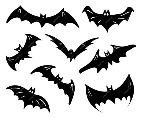 Premium Vector A Set Of Bats A Set Of Bat Silhouettes For Halloween A