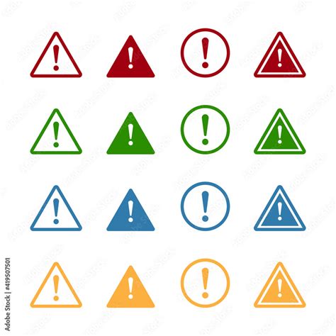 Vector 4 Color Caution Warning Signs Design Red Blue Green And